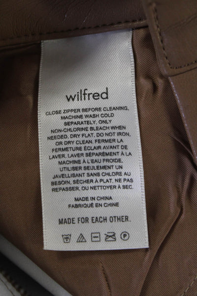 Wilfred Womens Brown Vegan Leather High Rise Straight Leg Pants Size 00