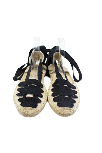 Soludos Women's Lace Up Espadrille Ankle Wrap Flat Sandals Beige Size 7.5