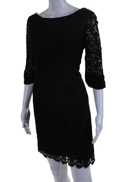 Shoshanna Womens Lace Long Sleeves Back Zipper Mini Dress Black Size 10