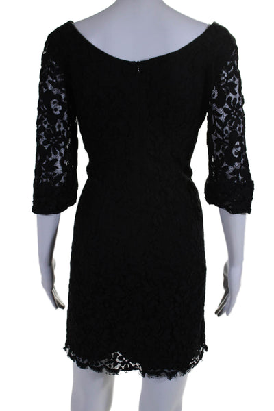 Shoshanna Womens Lace Long Sleeves Back Zipper Mini Dress Black Size 10