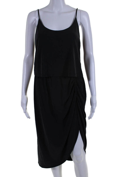 Drew Womens Spaghetti Strap Sleeveless Front Slit Maxi Dress Black Size Small