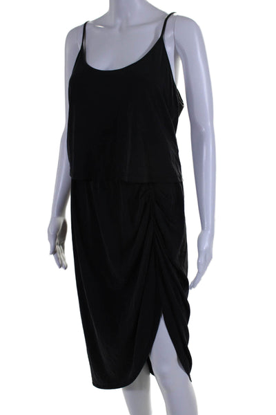 Drew Womens Spaghetti Strap Sleeveless Front Slit Maxi Dress Black Size Small