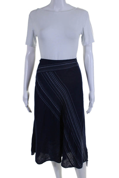 Eileen Fisher Womens Linen A Line Knee Length Skirt Navy Blue Size Extra Small