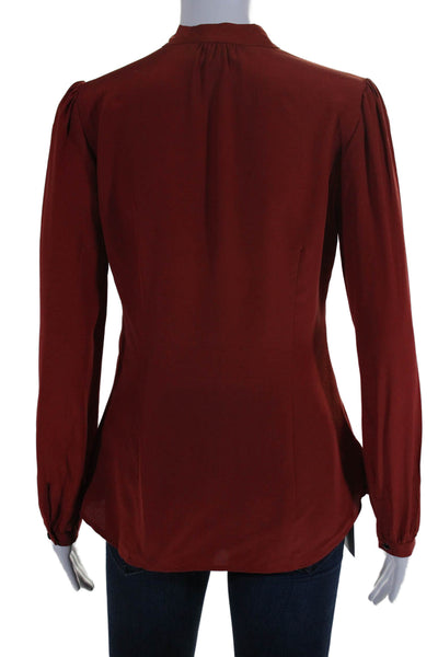 Classiques Entier Womens Silk Floral Print Long Sleeves Blouse Red Size Extra Sm