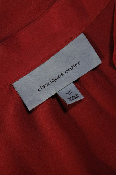 Classiques Entier Womens Silk Floral Print Long Sleeves Blouse Red Size Extra Sm