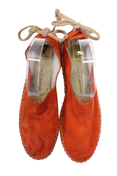 House of Harlow 1960 Womens Suede Lace Up Espadrille Flats Orange Size 37 7