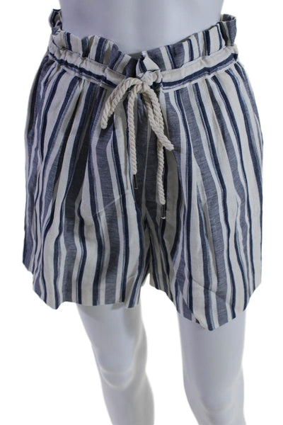 Ecru Womens Drawstring Chatham High Rise Plaid Paper Bag Shorts White Blue Large