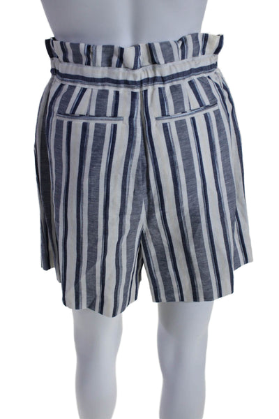 Ecru Womens Drawstring Chatham High Rise Plaid Paper Bag Shorts White Blue Large