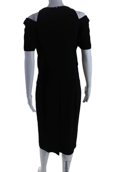 Kimora Lee Simmons Womens Zip Up Cut Out Shoulder Midi Sheath Dress Black Size 8