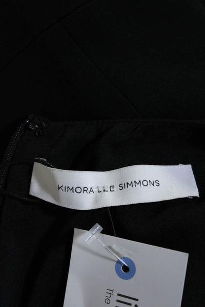 Kimora Lee Simmons Womens Zip Up Cut Out Shoulder Midi Sheath Dress Black Size 8