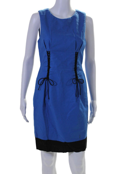 3.1 Phillip Lim Womens Lace Up Detail Pencil Dress Blue Black Cotton Size 4