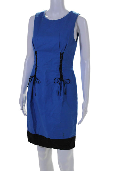 3.1 Phillip Lim Womens Lace Up Detail Pencil Dress Blue Black Cotton Size 4