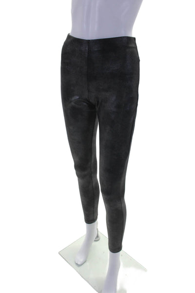 Equestrian Womens Elastic Waistband Deonna Foil Leggings Silver Tone Size Petite