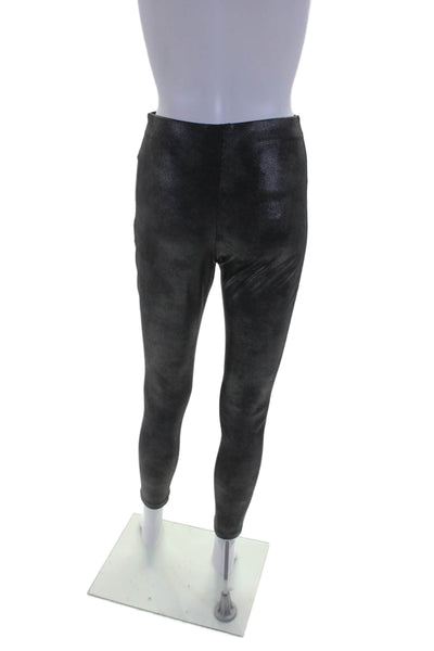 Equestrian Womens Elastic Waistband Deonna Foil Leggings Silver Tone Size Petite