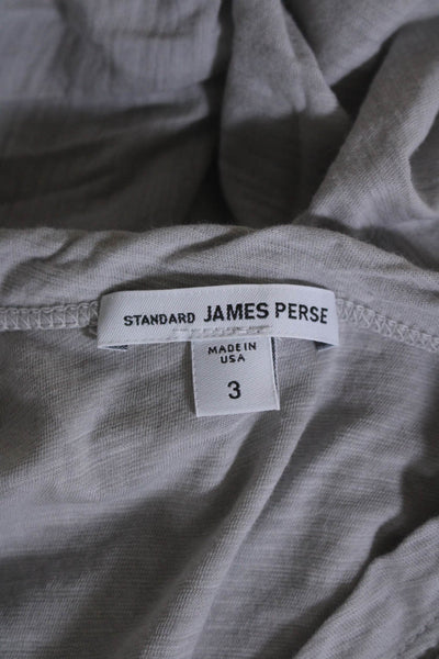 Standard James Perse Womens Short Sleeves Tee Shirt Light Gray Cotton Size 3