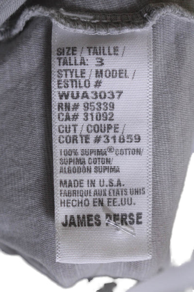 Standard James Perse Womens Short Sleeves Tee Shirt Light Gray Cotton Size 3