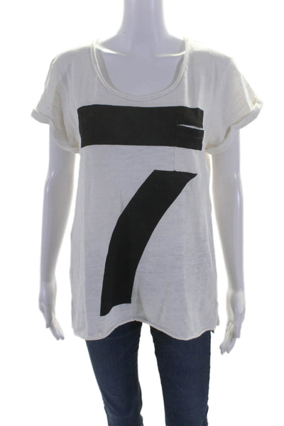 Rag & Bone/Knit Womens Short Sleeves Tee Shirt White Black Cotton Size Medium