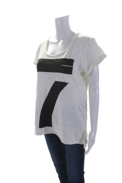 Rag & Bone/Knit Womens Short Sleeves Tee Shirt White Black Cotton Size Medium