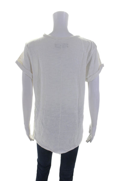 Rag & Bone/Knit Womens Short Sleeves Tee Shirt White Black Cotton Size Medium