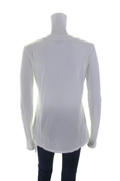 Standard James Perse Womens Long Sleeves V Neck Shirt White Cotton Size 3