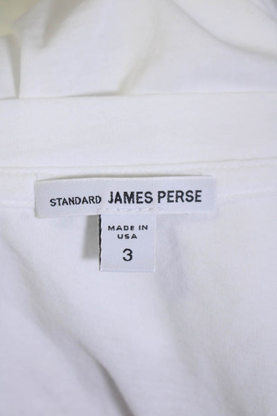 Standard James Perse Womens Long Sleeves V Neck Shirt White Cotton Size 3