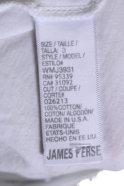 Standard James Perse Womens Long Sleeves V Neck Shirt White Cotton Size 3