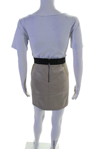 Marccain Womens Back Zip Perforated Trim Faux Leather Mini Skirt Brown Size 3