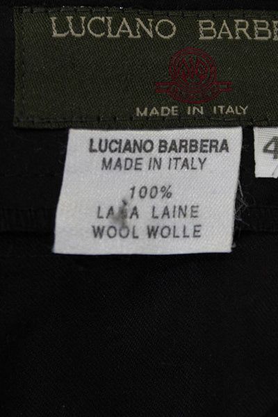 Luciano Barbera Womens Wool Pleated Button Tapered Dress Pants Black Size EUR 42