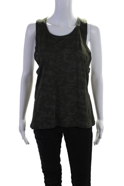 Lululemon Womens Camouflage Striped Print Scoop Neck Tank Top Green Size M