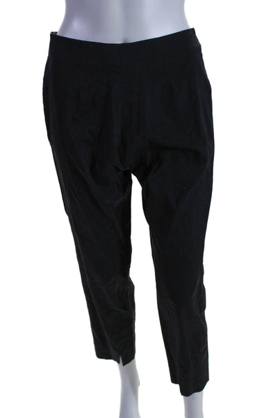 Piazza Sempione Womens Textured Tapered Lined Zip Slits Pants Black Size EUR 44