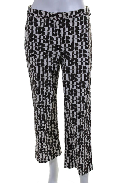 'S Max Mara Womens Cotton Geometric Print Mid-Rise Bootcut Pants Brown Size 4