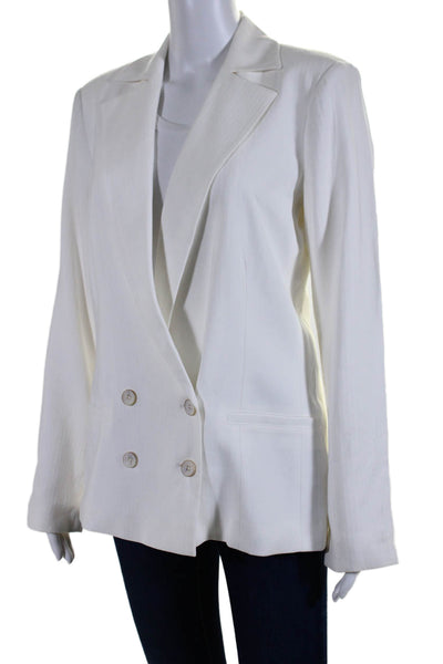 Paige Womens Notch Collar Double Breasted Button Up Blazer Jacket White Size XL