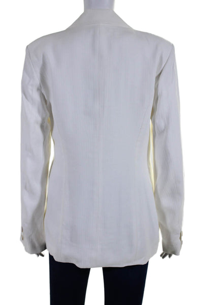 Paige Womens Notch Collar Double Breasted Button Up Blazer Jacket White Size XL