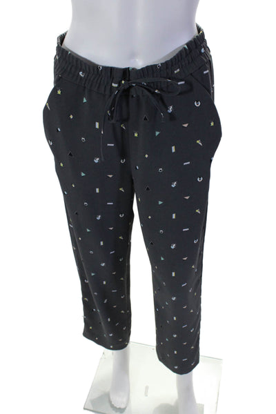 & Other Stories Womens Graphic Print Drawstring Straight Leg Pants Gray Size 4