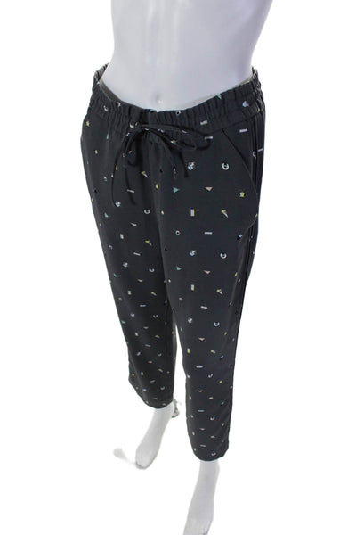& Other Stories Womens Graphic Print Drawstring Straight Leg Pants Gray Size 4