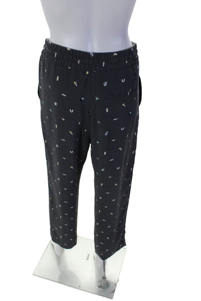 & Other Stories Womens Graphic Print Drawstring Straight Leg Pants Gray Size 4