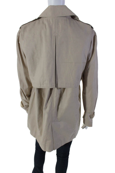 Tibi Womens Cotton Long Sleeve Button Down Trench Jacket Beige Size 6