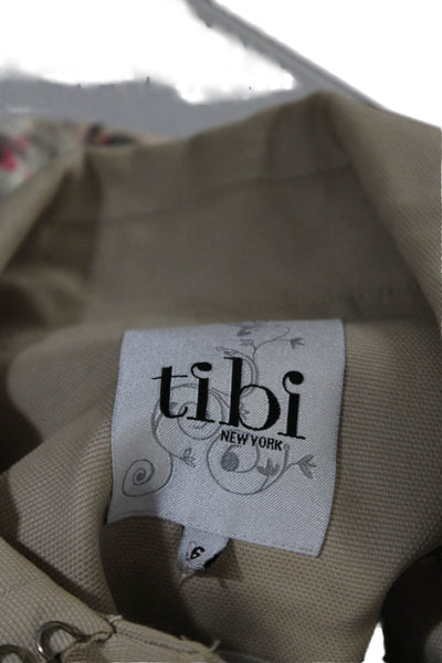 Tibi Womens Cotton Long Sleeve Button Down Trench Jacket Beige Size 6