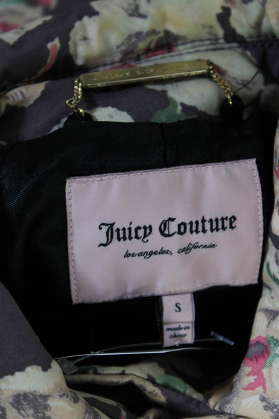 Juicy Couture Womens Cotton Floral Double Breasted Puffer Coat Multicolor Size S