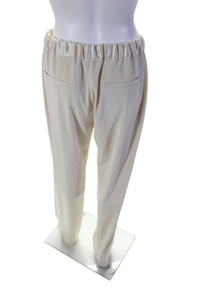 Kimberly Taylor Womens Satin Textured Drawstring Straight Leg Pants Cream Size S