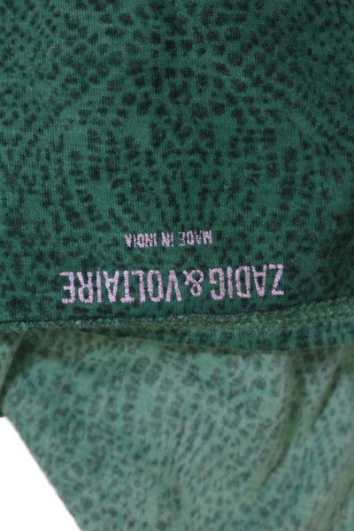Zadig & Voltaire Womens Printed Sleeveless Tank Top Green Cotton Size Large