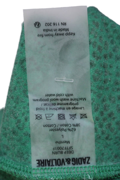 Zadig & Voltaire Womens Printed Sleeveless Tank Top Green Cotton Size Large