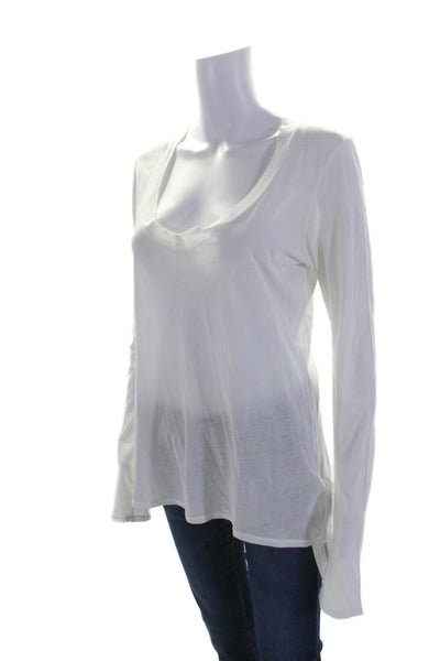 Standard James Perse Womens Long Sleeves V Neck Tee Shirt White Cotton Size 3