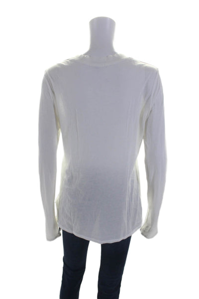 Standard James Perse Womens Long Sleeves V Neck Tee Shirt White Cotton Size 3