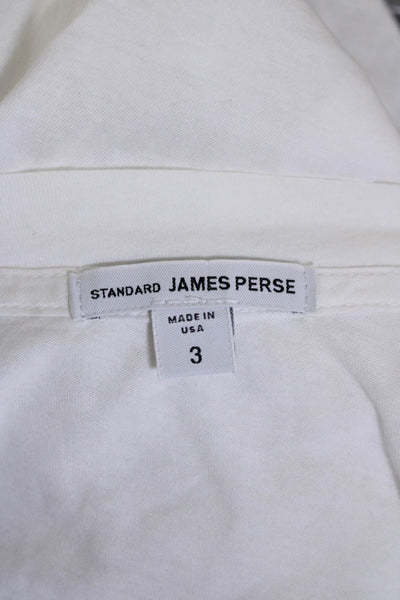 Standard James Perse Womens Long Sleeves V Neck Tee Shirt White Cotton Size 3