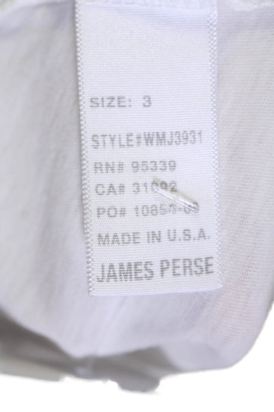 Standard James Perse Womens Long Sleeves V Neck Tee Shirt White Cotton Size 3