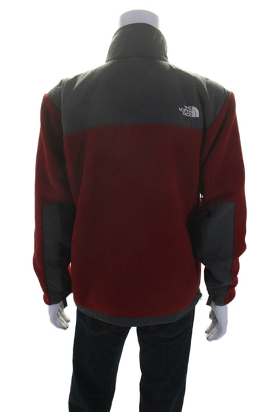 The North Face Mens Full Zipper Long Sleeves Sweatshirt Red Grey Size Small