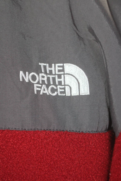 The North Face Mens Full Zipper Long Sleeves Sweatshirt Red Grey Size Small