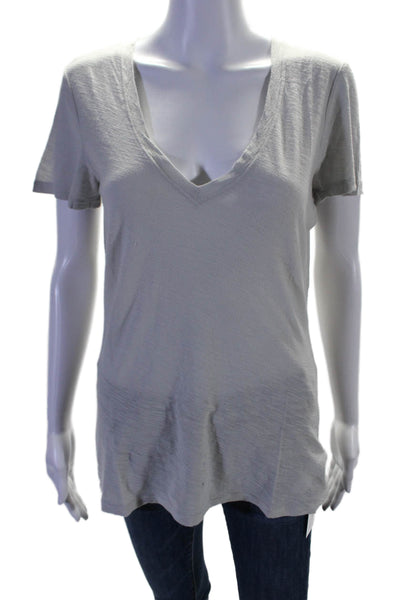 Standard James Perse Women's V-Neck Short Sleeves Basic T-Shirt Gray Size 3