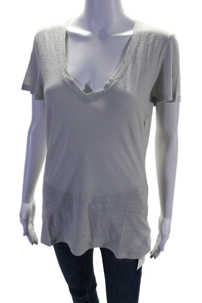 Standard James Perse Women's V-Neck Short Sleeves Basic T-Shirt Gray Size 3